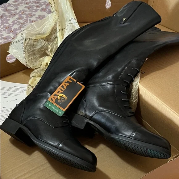 Ariat women’s Black Leather Heritage Field Boots - Contour Full Zip. NWT. - Picture 1 of 6